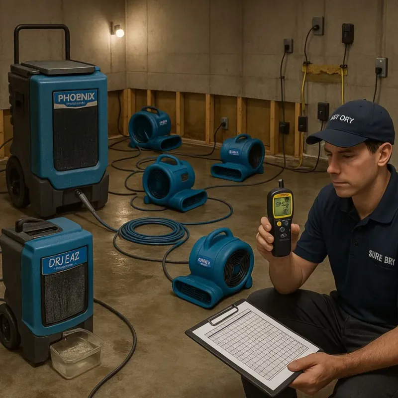 Structural Drying and Dehumidification process in Marquette Heights, IL